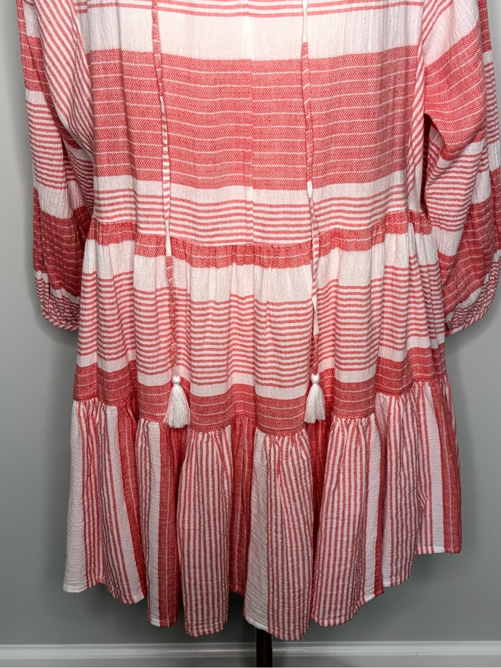 Seafolly Coral and White Cotton Striped Mini Dress, Small/Medium - Picture 3 of 10
